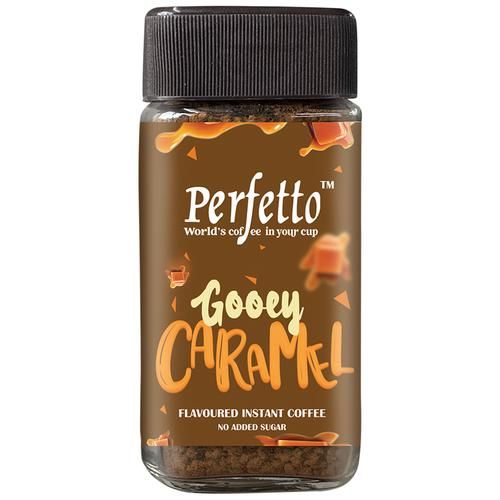 Perfetto Flavoured Instant Coffee - Gooey Caramel, 50 g Jar-1.webp